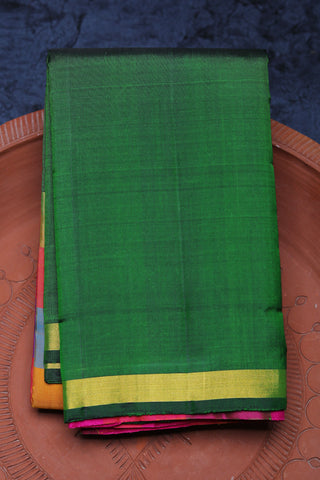 Zari Big Border With Checks Multicolor Kanchipuram Silk Saree