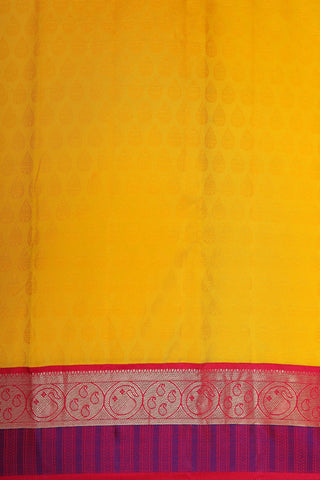 Zari And Thread Border With Self Thilagam Butta Mango Yellow Kanchipuram Silk Saree