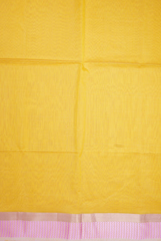 Zari And Threadwork Border Lemon Yellow Maheswari Silk Cotton Saree