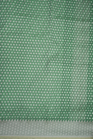 Zari And Threadwork Buttas Jade Green Banarasi Cotton Saree