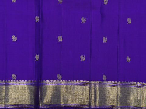 Zari Annam Buttis Violet Kanchipuram Silk Unstitched Blouse Material