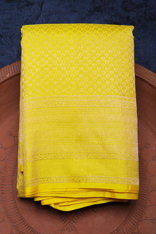 Big Zari Border In Brocade Yellow Kanchipuram Silk Saree