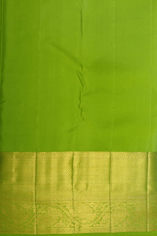 Big Zari Border With Creepers Design Lime Green Kanchipuram Silk Saree