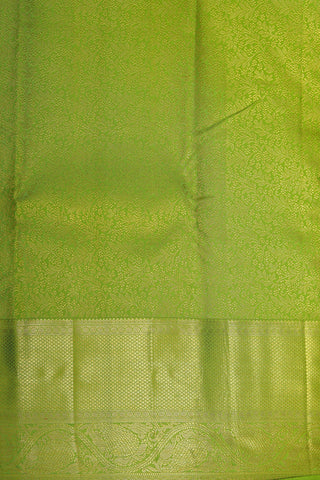 Big Zari Border With Creepers Design Lime Green Kanchipuram Silk Saree