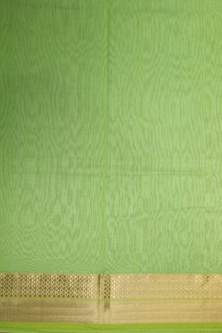 Zari Big Border With Self Stripes Mint Green Maheswari Cotton Saree