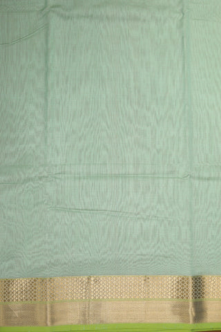 Zari Big Border With Self Stripes Mint Green Maheswari Cotton Saree
