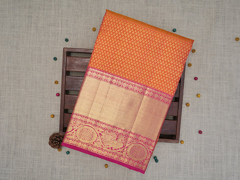 Zari Border Brocade Marigold Orange Pavadai Sattai Material