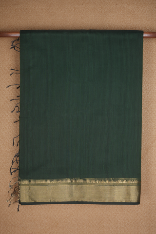 Zari Border Dark Green Maheswari Silk Cotton Saree