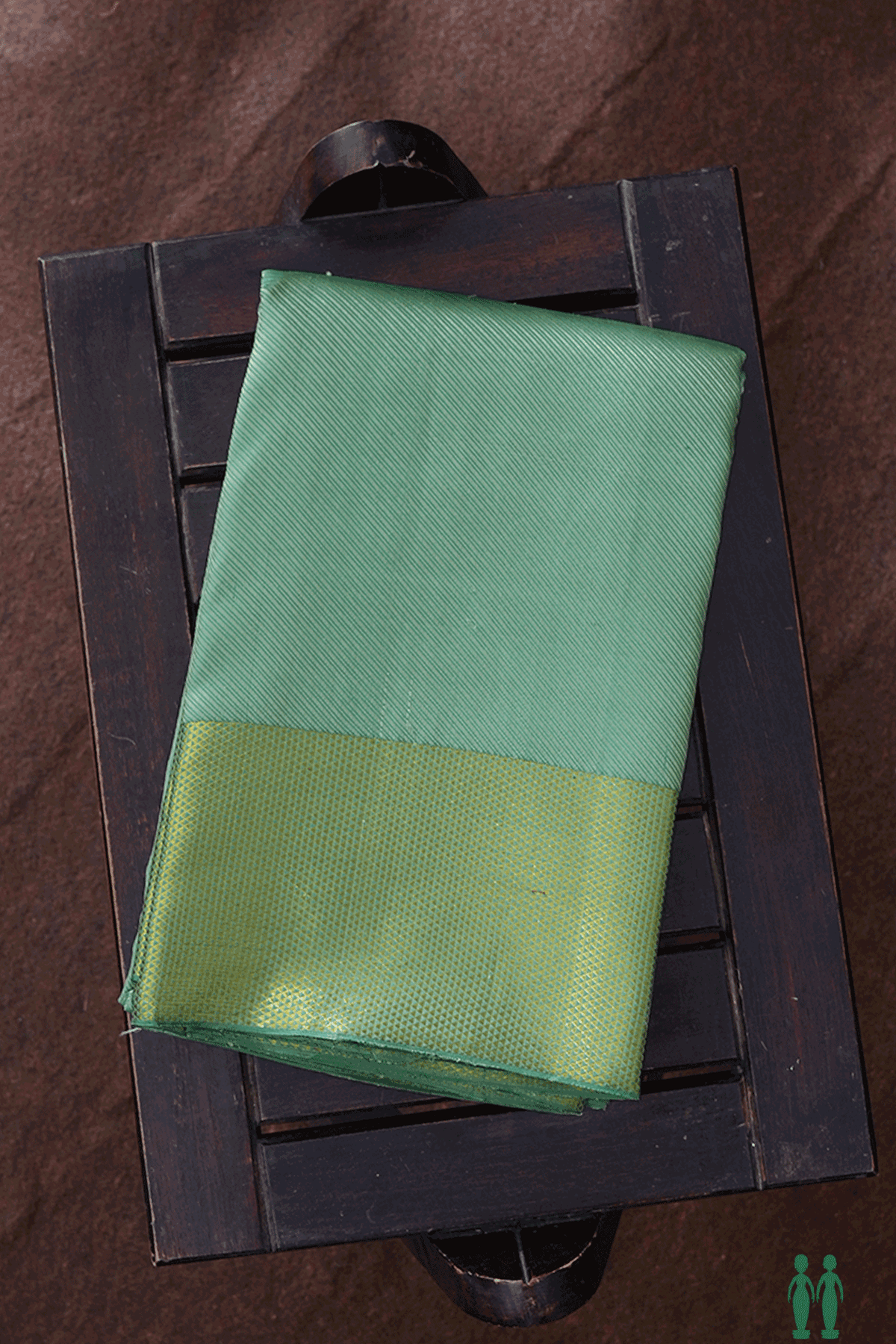 Zari Border Dusty Green Silk Dhoti With Angavastram