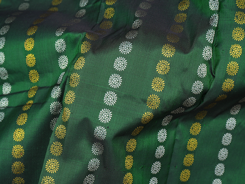 Zari Border Emerald Green Unstitched Pavadai Sattai Material