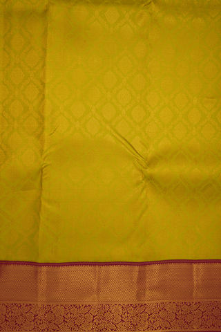 Zari Border In Brocade Celery Yellow Kanchipuram Silk Saree