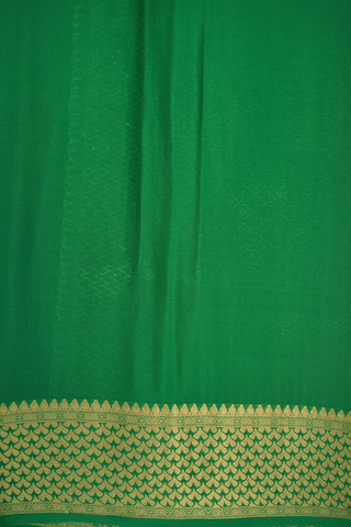 Zari Border In Brocade Emerald Green Mysore Silk Saree