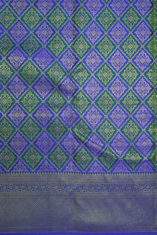 Zari Border In Brocade Green And Blue Kanchipuram Silk Saree