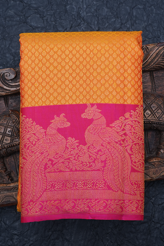Zari Border In Brocade Melon Orange Kanchipuram Silk Saree