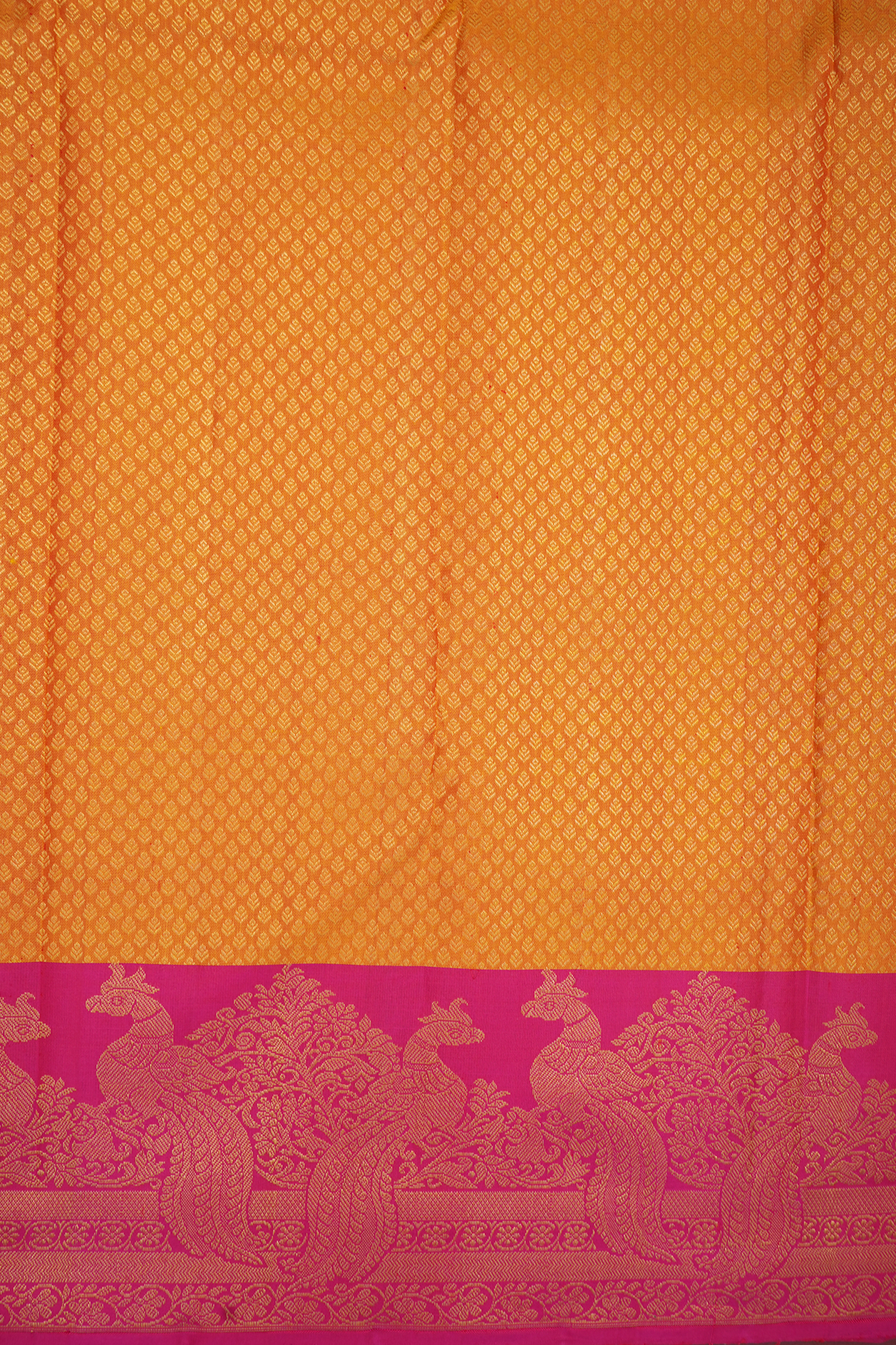 Zari Border In Brocade Melon Orange Kanchipuram Silk Saree