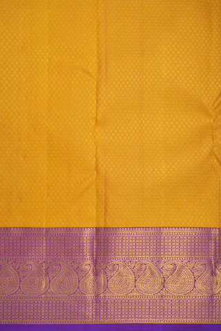 Zari Border In Brocade Mustard Yellow Kanchipuram Silk Saree