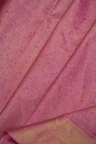 Zari Border In Brocade Onion Pink Kanchipuram Silk Saree