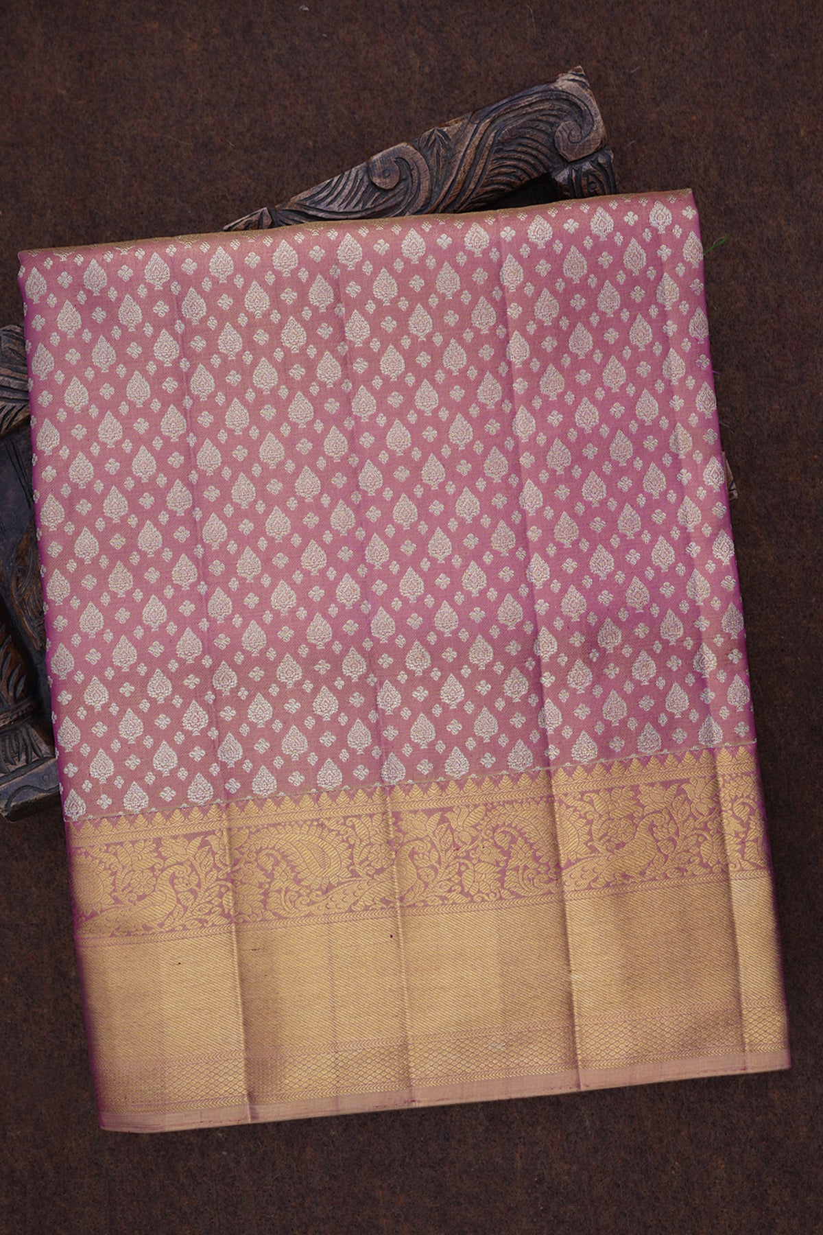 Zari Border In Brocade Pink Tissue Kanchipuram Silk Saree