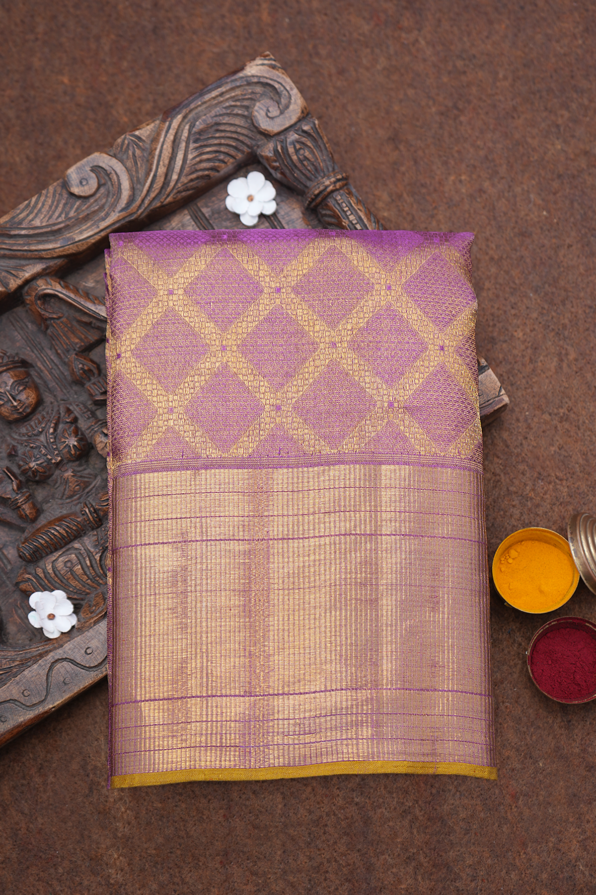 Zari Border In Brocade Purple Tissue Kanchipuram Silk Saree