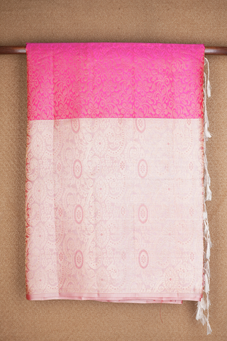 Zari Border In Brocade Rani Pink Soft Silk Saree