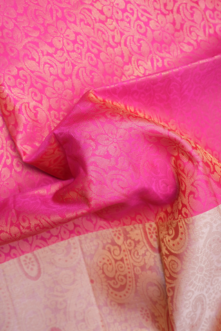 Zari Border In Brocade Rani Pink Soft Silk Saree