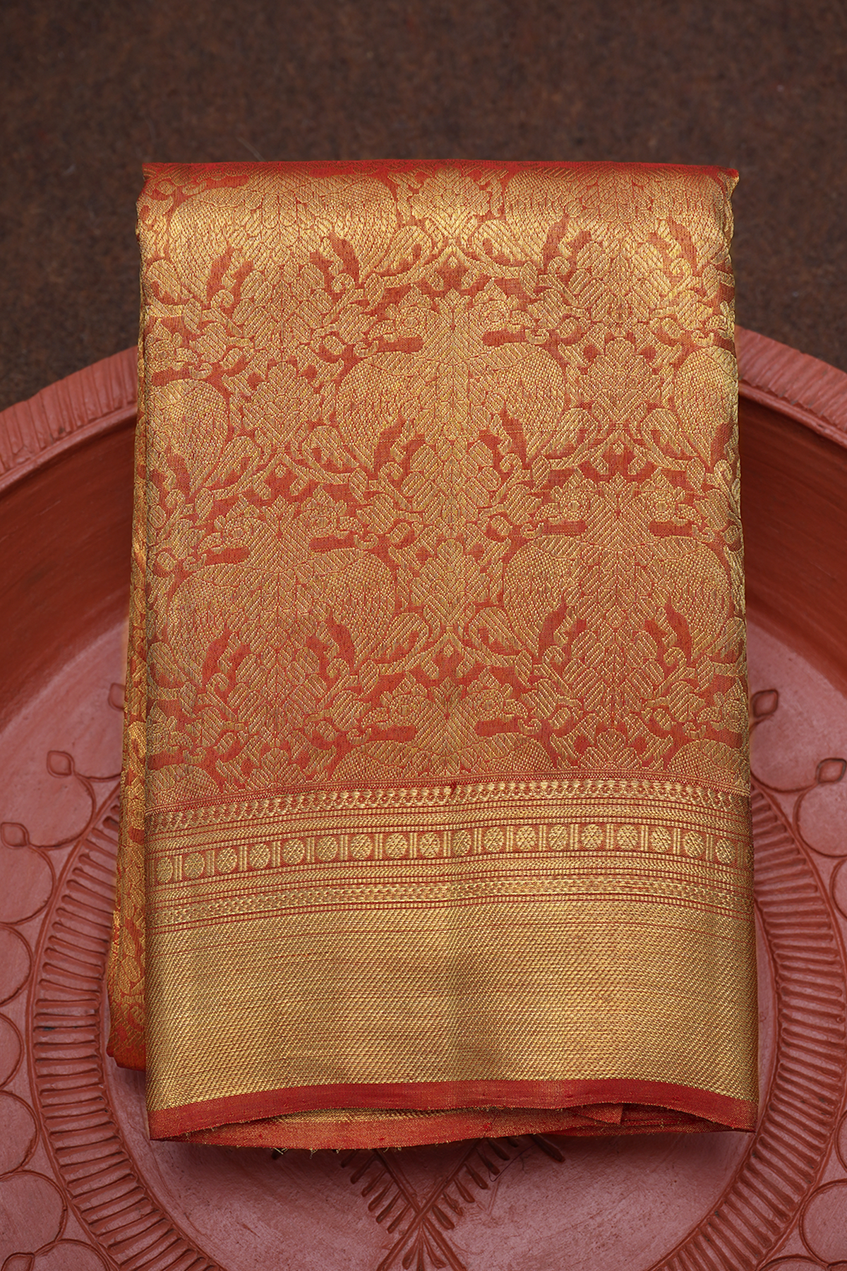 Zari Border In Brocade Red Tissue Kanchipuram Silk Saree