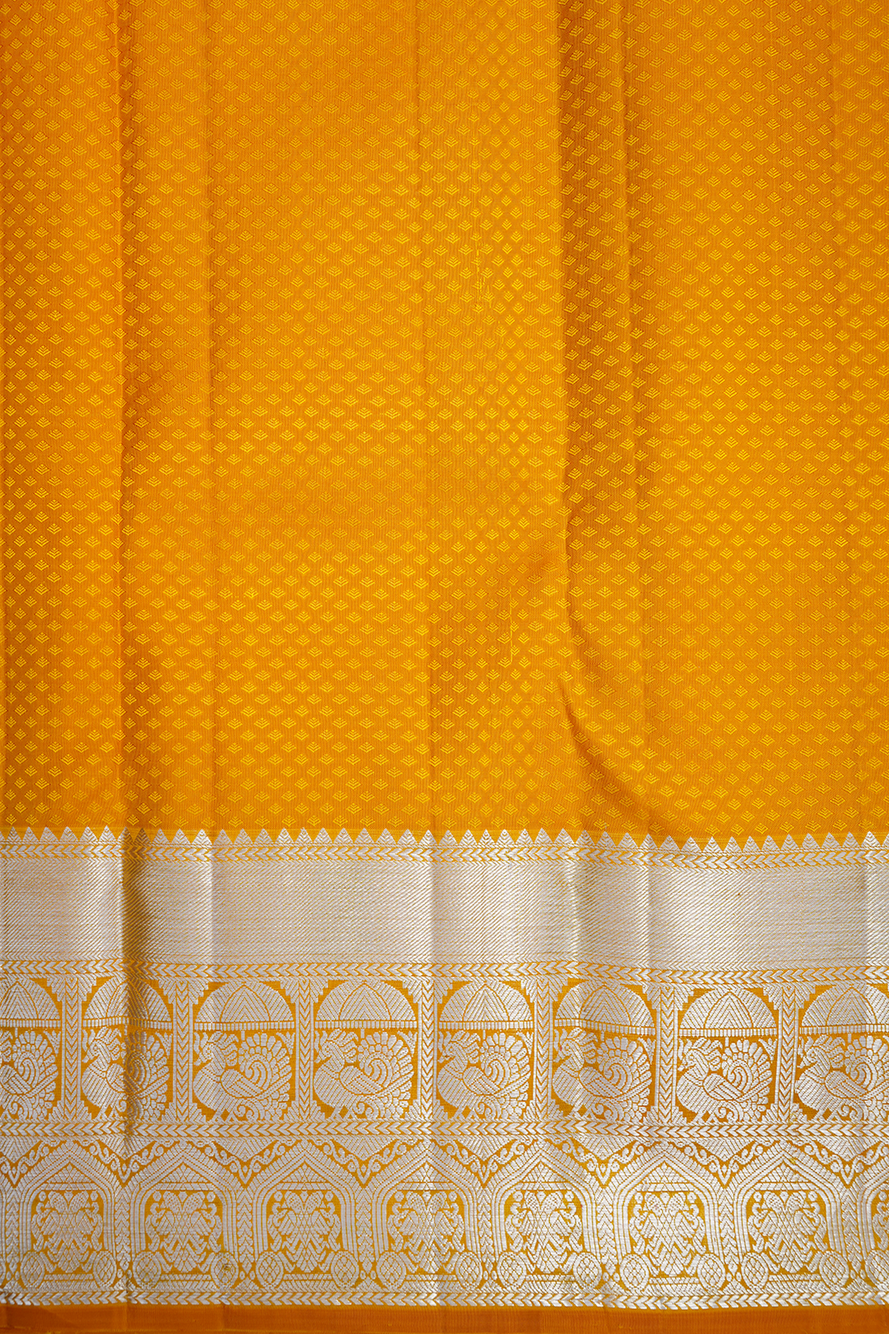 Zari Border In Brocade Honey Orange Kanchipuram Silk Saree