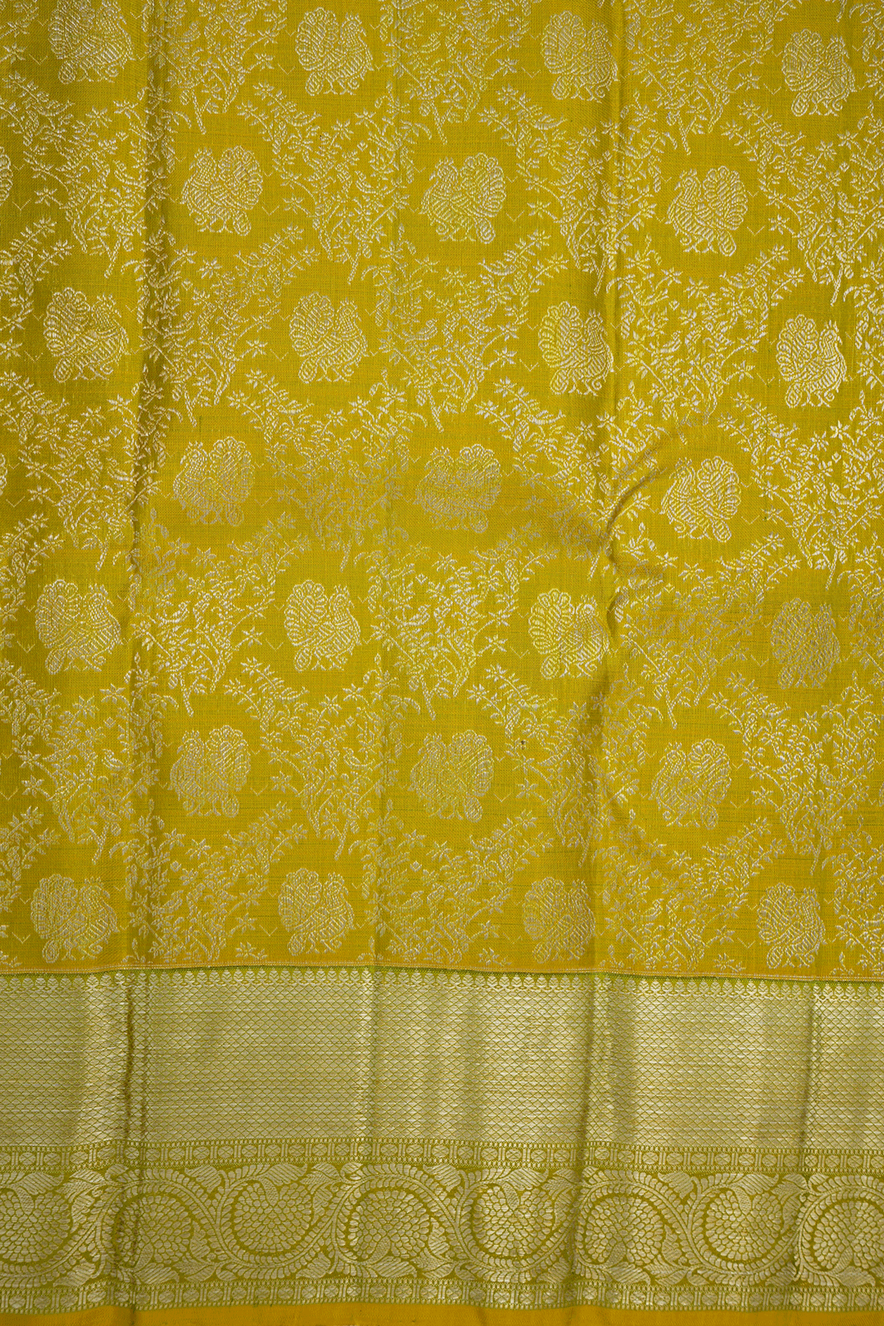 Zari Border In Brocade Sunflower Yellow Kanchipuram Silk Saree