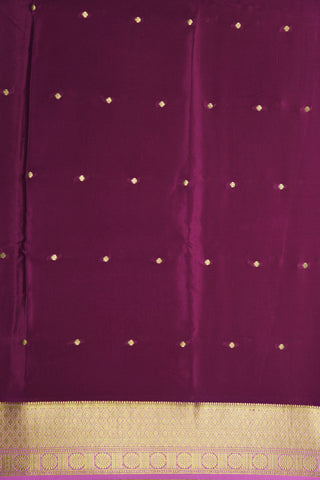 Zari Border In Buttis Burgundy Purple Mysore Silk Saree