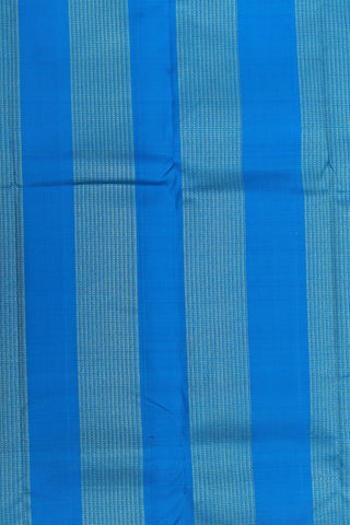 Zari Border In Checks Turquoise And Cerulean Blue Kanchipuram Silk Saree