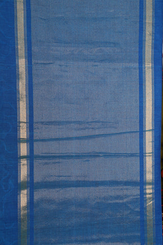 Zari Border In Plain Azure Blue Mangalagiri Cotton Saree