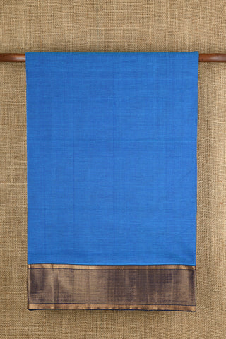 Zari Border In Plain Azure Blue Mangalagiri Cotton Saree
