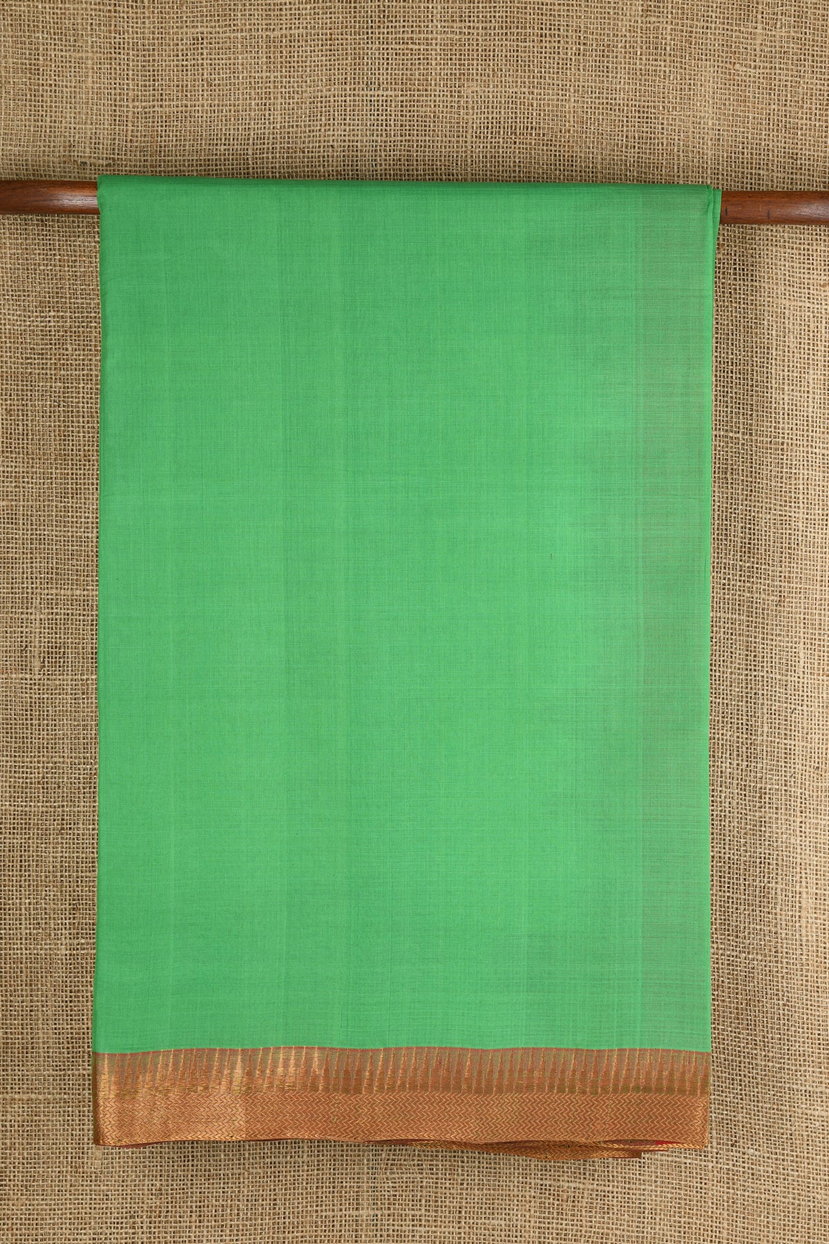 Zari Border In Plain Green Mangalagiri Cotton Saree