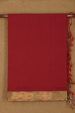 Zari Border In Plain Crimson Red Mangalagiri Cotton Saree