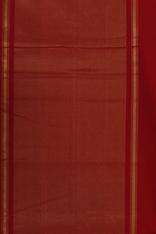 Zari Border In Plain Crimson Red Mangalagiri Cotton Saree