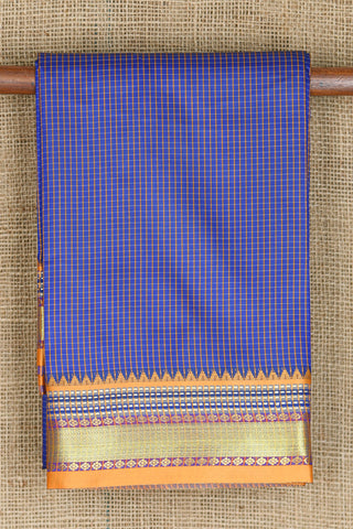 Zari Border In Small Checks Blue Apoorva Art Silk Saree