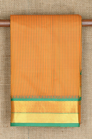 Zari Border In Small Checks Orange Apoorva Art Silk Saree