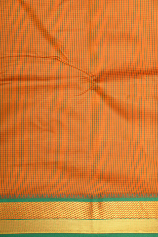 Zari Border In Small Checks Orange Apoorva Art Silk Saree