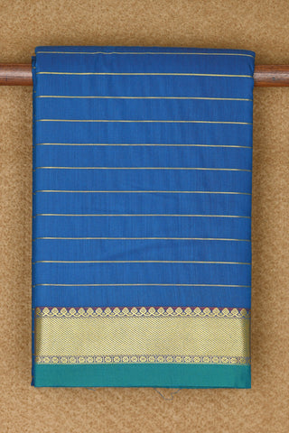 Zari Border In Stripes Lapis Blue Apoorva Cotton Saree