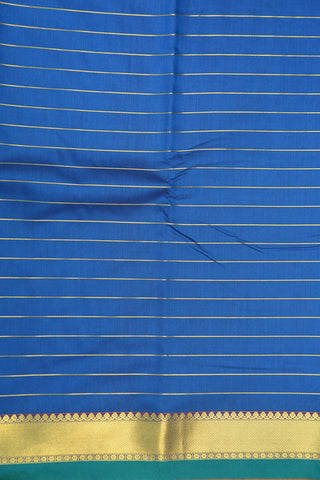 Zari Border In Stripes Lapis Blue Apoorva Cotton Saree