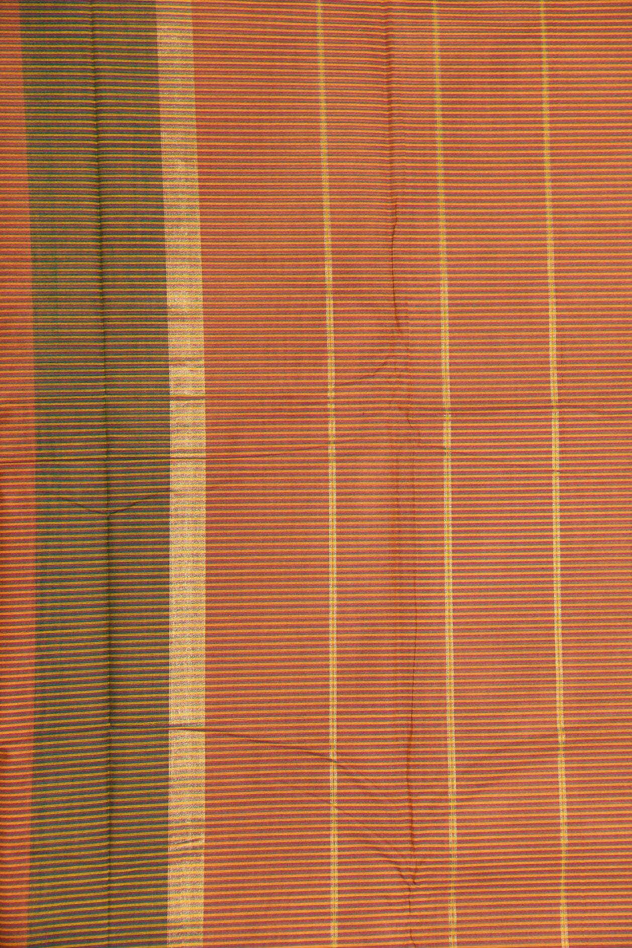 Zari Border In Stripes Maroon Chettinad Cotton Saree
