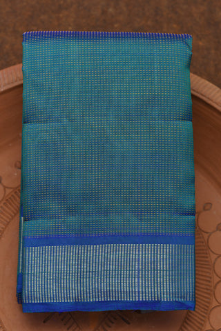Zari Border In Stripes Teal Blue Kanchipuram Silk Saree