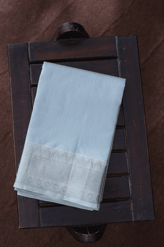 Zari Border Light Grey Silk Dhoti With Angavastram