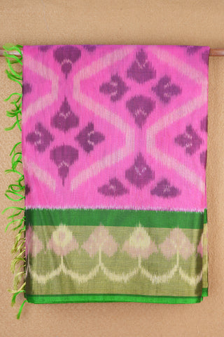 Zari Border Magenta Pochampally Kora Silk Cotton Saree
