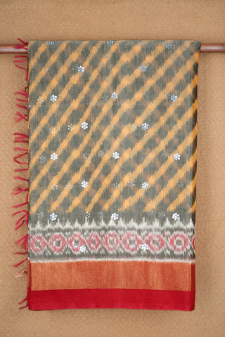 Zari Border Multicolor Pochampally Kora Silk Cotton Saree