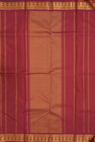 Zari Border Plain Brick Red Kanchipuram Silk Saree