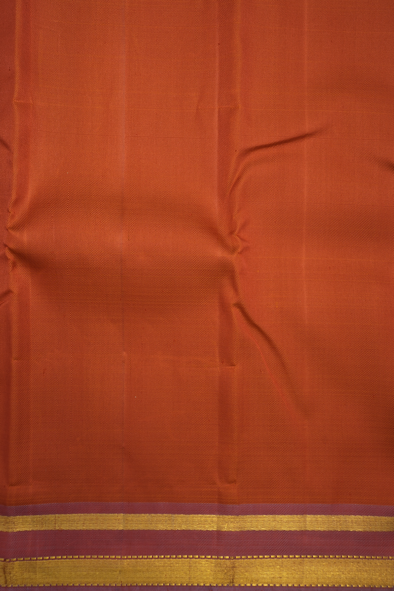 Zari Border Plain Burnt Orange Mathappu Collection