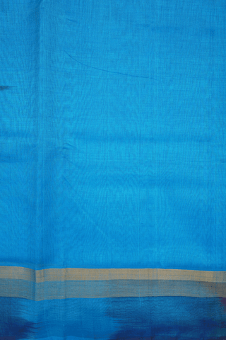 Zari Border Plain Deep Sky Blue Traditional Silk Cotton Saree