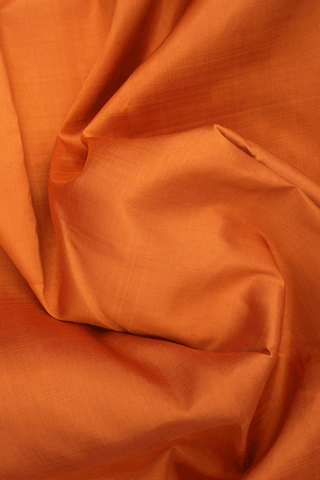 Zari Border Plain Ginger Orange Kanchipuram Silk Saree