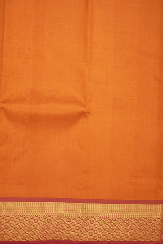 Zari Border Plain Ginger Orange Kanchipuram Silk Saree
